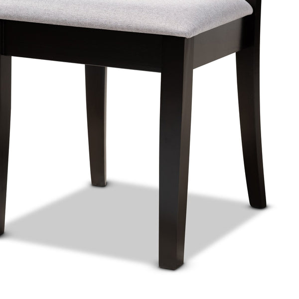 Baxton Studio Baxton Studio Minette 7-Piece Dining Set - Modern Gray Upholstery with Espresso Oak Table & Chairs RH319C-Grey/Dark Brown-7PC Dining Set