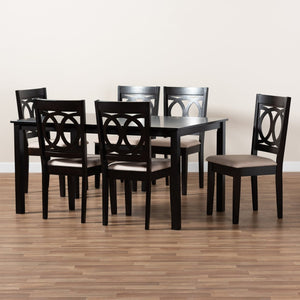 Baxton Studio Baxton Studio Modern 7-Piece Dining Set with Espresso Wood Finish and Comfortable Sand Upholstery Lenoir Sand 7-Piece RH315C-Sand/Dark Brown-7PC Dining Set