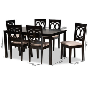 Baxton Studio Baxton Studio Modern 7-Piece Dining Set with Espresso Wood Finish and Comfortable Sand Upholstery Lenoir Sand 7-Piece RH315C-Sand/Dark Brown-7PC Dining Set