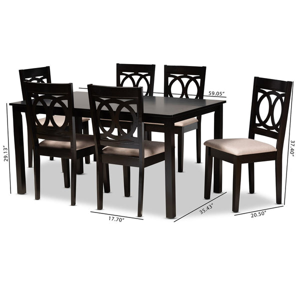 Baxton Studio Baxton Studio Modern 7-Piece Dining Set with Espresso Wood Finish and Comfortable Sand Upholstery Lenoir Sand 7-Piece RH315C-Sand/Dark Brown-7PC Dining Set