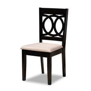 Baxton Studio Baxton Sanne 7-Piece Modern Dining Set with Sand Upholstered Chairs & Dark Brown Wood Table Sanne-Sand/Dark Brown-7PC Dining Set