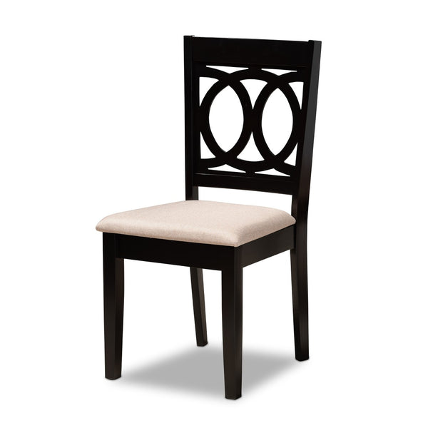Baxton Studio Baxton Sanne 7-Piece Modern Dining Set with Sand Upholstered Chairs & Dark Brown Wood Table Sanne-Sand/Dark Brown-7PC Dining Set