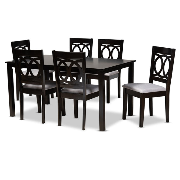 Baxton Studio Baxton Studio Modern 7-Piece Dining Set with Espresso Wood Finish and Comfortable Sand Upholstery Lenoir Grey 7-Piece RH315C-Grey/Dark Brown-7PC Dining Set