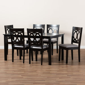 Baxton Studio Baxton Studio Modern 7-Piece Dining Set with Espresso Wood Finish and Comfortable Sand Upholstery Lenoir Grey 7-Piece RH315C-Grey/Dark Brown-7PC Dining Set