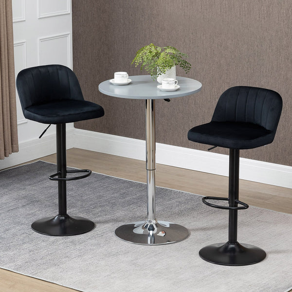 English Elm Homcom Adjustable Bar Stools Set Of 2 - Plush Velvet Swivel Kitchen Stools With Steel Frame Support W2225P217143