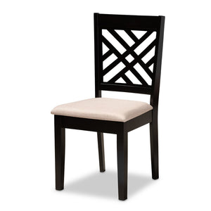 Baxton Studio Baxton Caron Modern 7-Piece Dining Set in Sand Upholstered Fabric with Espresso Brown Wood Finish RH317C-Sand/Dark Brown-7PC Dining Set