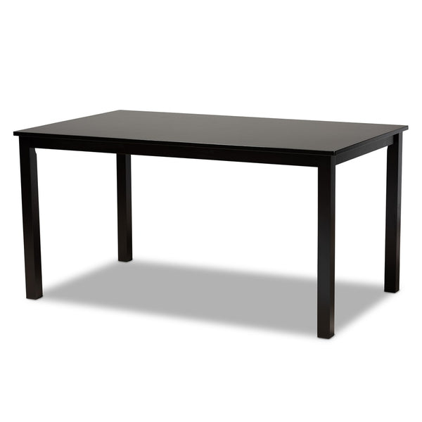Baxton Studio Baxton Caron Modern 7-Piece Dining Set in Sand Upholstered Fabric with Espresso Brown Wood Finish RH317C-Sand/Dark Brown-7PC Dining Set
