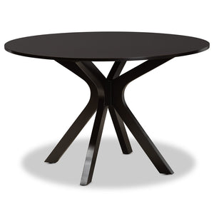 Baxton Studio Baxton Studio Norah 7-Piece Modern Dining Set - Sand Upholstered Chairs & Round Table for Stylish Meals Norah-Sand/Dark Brown-7PC Dining Set
