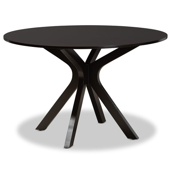 Baxton Studio Baxton Studio Norah 7-Piece Modern Dining Set - Sand Upholstered Chairs & Round Table for Stylish Meals Norah-Sand/Dark Brown-7PC Dining Set
