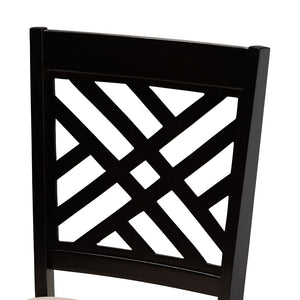 Baxton Studio Baxton Caron Modern Dining Chairs Set - Espresso Brown Wood Frame with Cozy Upholstered Seats RH317C-Sand/Dark Brown-DC-2PK