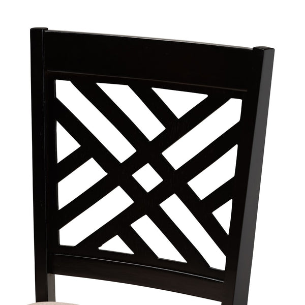 Baxton Studio Baxton Caron Modern Dining Chairs Set - Espresso Brown Wood Frame with Cozy Upholstered Seats RH317C-Sand/Dark Brown-DC-2PK