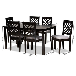 Baxton Studio Baxton Studio Caron 7-Piece Modern Dining Set with Grey Upholstered Chairs & Espresso Wood Table RH317C-Grey/Dark Brown-7PC Dining Set