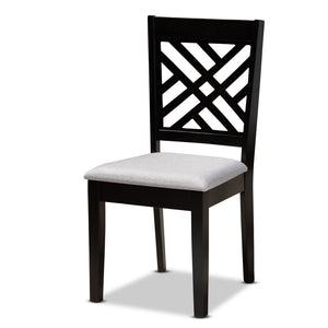 Baxton Studio Baxton Studio Norah 7-Piece Modern Grey Fabric Dining Set with Stylish Chairs for Cozy Gatherings Norah-Grey/Dark Brown-7PC Dining Set