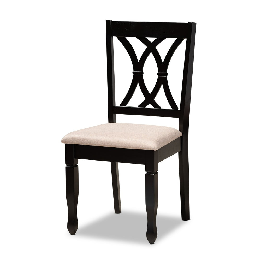 Baxton Studio Baxton Reneau 7-Piece Modern Dining Set with Sand Upholstery & Espresso Wood for Sophisticated Dining RH316C-Sand/Dark Brown-7PC Dining Set