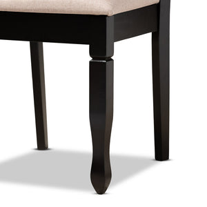 Baxton Studio Baxton Reneau 7-Piece Modern Dining Set with Sand Upholstery & Espresso Wood for Sophisticated Dining RH316C-Sand/Dark Brown-7PC Dining Set