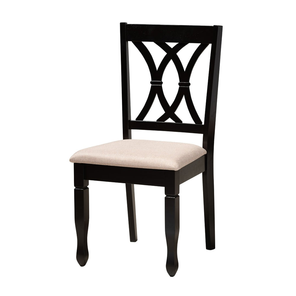 Baxton Studio Baxton Studio Modern 5-Piece Dining Set with Round Table and Espresso Wood Finish for Stylish Spaces Maya 7-Piece Maya-Sand/Dark Brown-7PC Dining Set