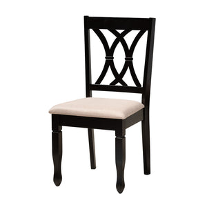 Baxton Studio Baxton Studio Modern 5-Piece Dining Set with Round Table and Espresso Wood Finish for Stylish Spaces Maya 7-Piece Maya-Sand/Dark Brown-7PC Dining Set