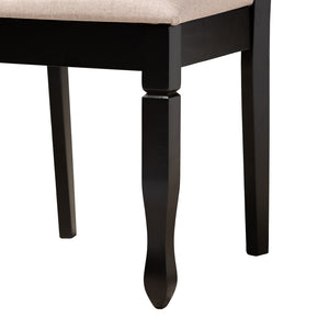Baxton Studio Baxton Studio Modern 5-Piece Dining Set with Round Table and Espresso Wood Finish for Stylish Spaces Maya 7-Piece Maya-Sand/Dark Brown-7PC Dining Set