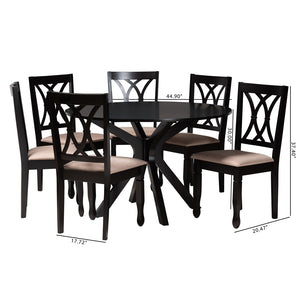 Baxton Studio Baxton Studio Modern 5-Piece Dining Set with Round Table and Espresso Wood Finish for Stylish Spaces Maya 7-Piece Maya-Sand/Dark Brown-7PC Dining Set