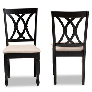 Baxton Studio Baxton Studio Reneau Elegant 2-Piece Dining Chair Set in Sand Fabric & Espresso Brown Wood Finish RH316C-Sand/Dark Brown-DC-2PK