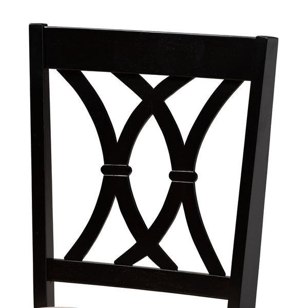 Baxton Studio Baxton Studio Reneau Elegant 2-Piece Dining Chair Set in Sand Fabric & Espresso Brown Wood Finish RH316C-Sand/Dark Brown-DC-2PK