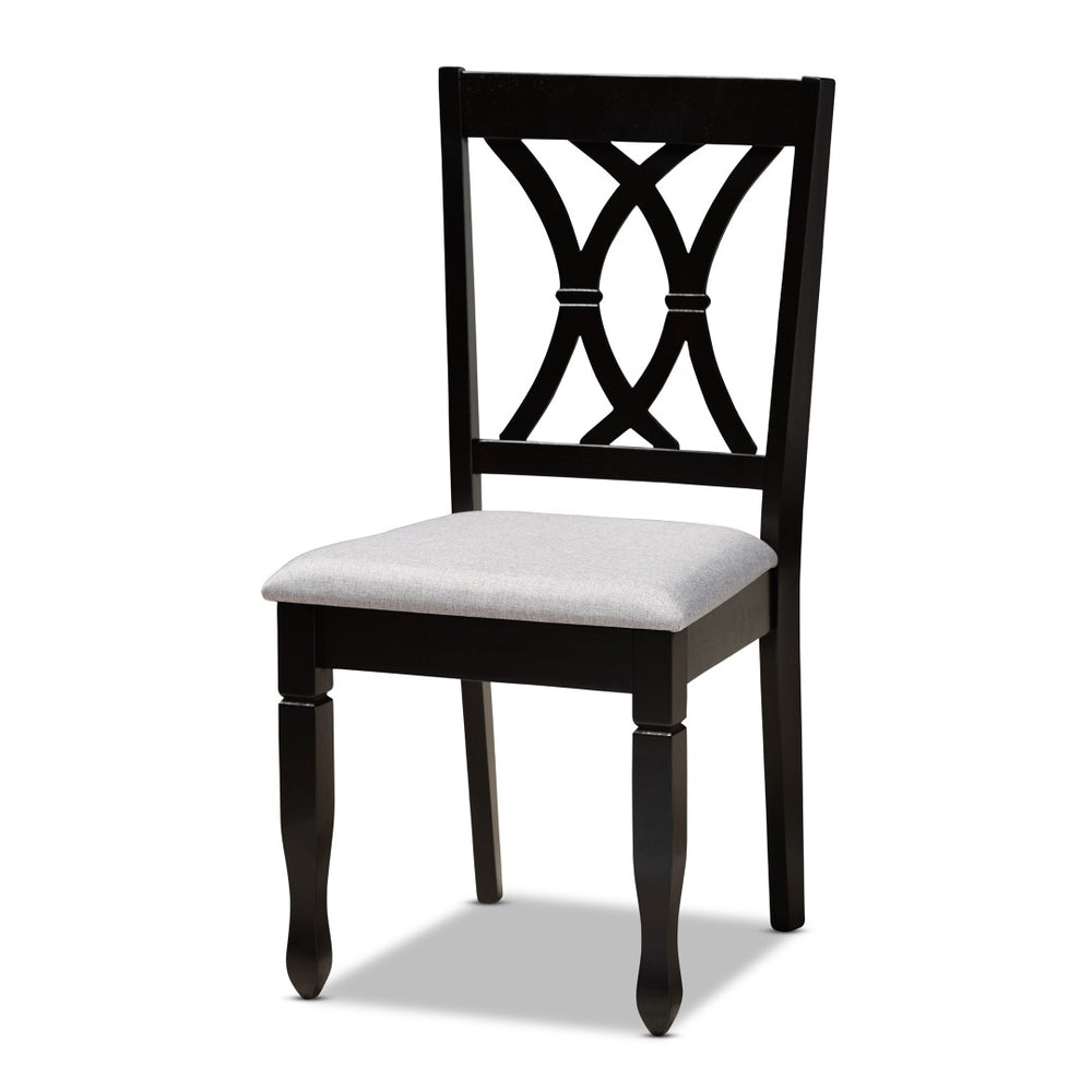 Baxton Studio Baxton Studio Reneau 7-Piece Modern Dining Set in Grey Fabric with Espresso Wood Finish – Stylish Comfort RH316C-Grey/Dark Brown-7PC Dining Set