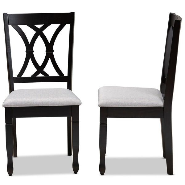 Baxton Studio Baxton Reneau Modern Dining Chairs Set - Grey Fabric Upholstered with Espresso Wood Frame, 2-Piece RH316C-Grey/Dark Brown-DC-2PK