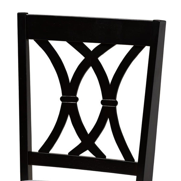 Baxton Studio Baxton Reneau Modern Dining Chairs Set - Grey Fabric Upholstered with Espresso Wood Frame, 2-Piece RH316C-Grey/Dark Brown-DC-2PK