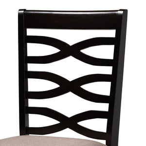 Baxton Studio Baxton Studio Lanier 7-Piece Dining Set - Modern Sand Upholstered Chairs & Dark Brown Table Elegance RH318C-Sand/Dark Brown-7PC Dining Set