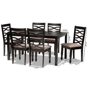 Baxton Studio Baxton Studio Lanier 7-Piece Dining Set - Modern Sand Upholstered Chairs & Dark Brown Table Elegance RH318C-Sand/Dark Brown-7PC Dining Set