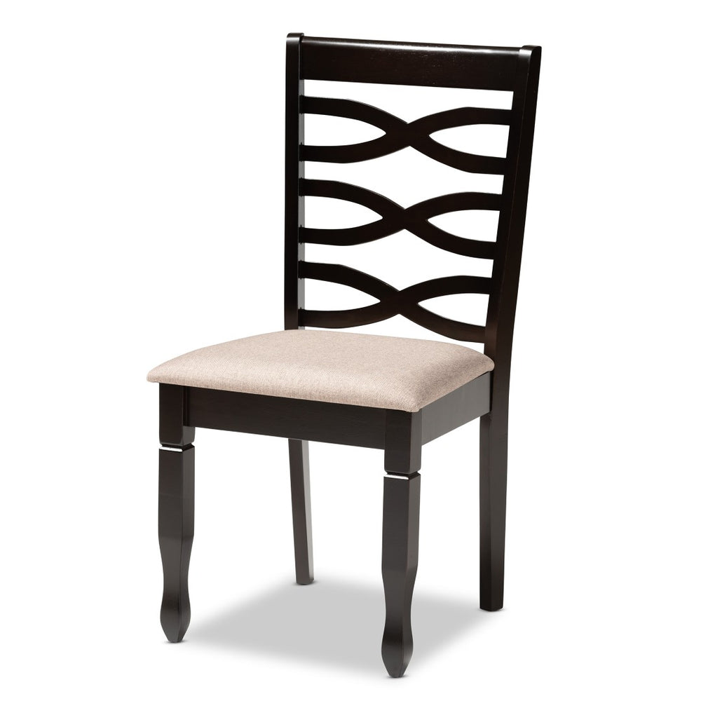 Baxton Studio Baxton Studio Mila 7-Piece Dining Set: Modern Round Table & Upholstered Chairs for Stylish Dining Mila-Sand/Dark Brown-7PC Dining Set