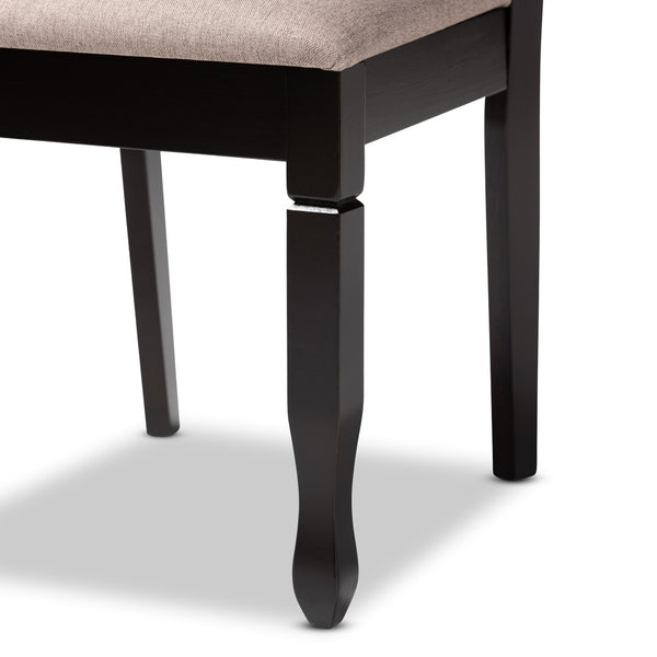 Baxton Studio Baxton Studio Mila 7-Piece Dining Set: Modern Round Table & Upholstered Chairs for Stylish Dining Mila-Sand/Dark Brown-7PC Dining Set