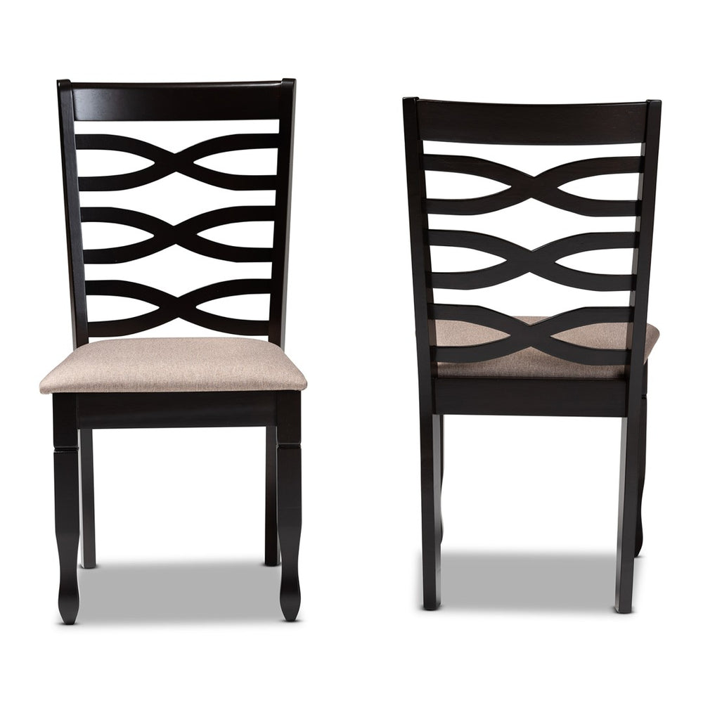 Baxton Studio Baxton Studio Lanier Elegant 2-Piece Dark Brown Upholstered Dining Chair Set for Modern Homes RH318C-Sand/Dark Brown-DC-2PK