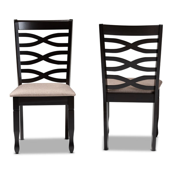Baxton Studio Baxton Studio Lanier Elegant 2-Piece Dark Brown Upholstered Dining Chair Set for Modern Homes RH318C-Sand/Dark Brown-DC-2PK