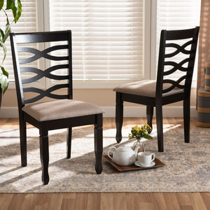 Baxton Studio Baxton Studio Lanier Elegant 2-Piece Dark Brown Upholstered Dining Chair Set for Modern Homes RH318C-Sand/Dark Brown-DC-2PK