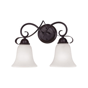 Thomas Lighting Brighton Two Light Vanity Fixture Oil Rubbed Bronze Curved Arms White Glass Bath Wall 1052BB/10