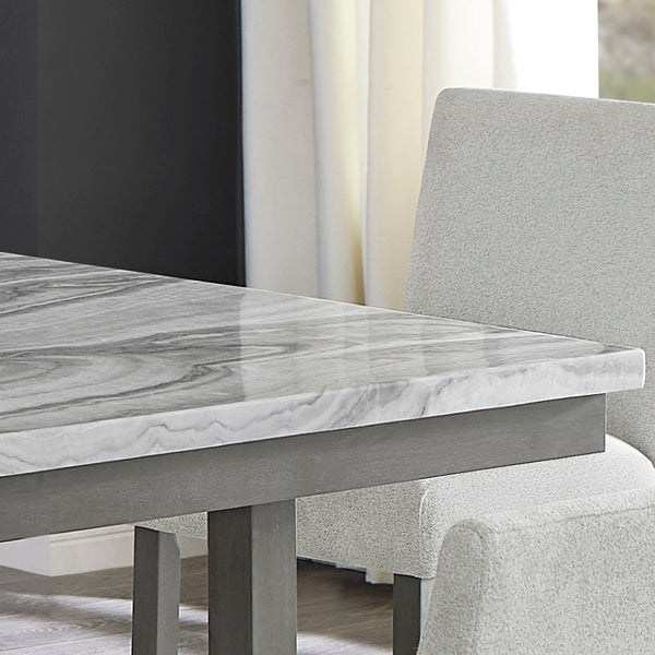 English Elm Luna Faux Marble Counter Height Dining Table with Storage Shelf Seats Six Modern B2749P413408