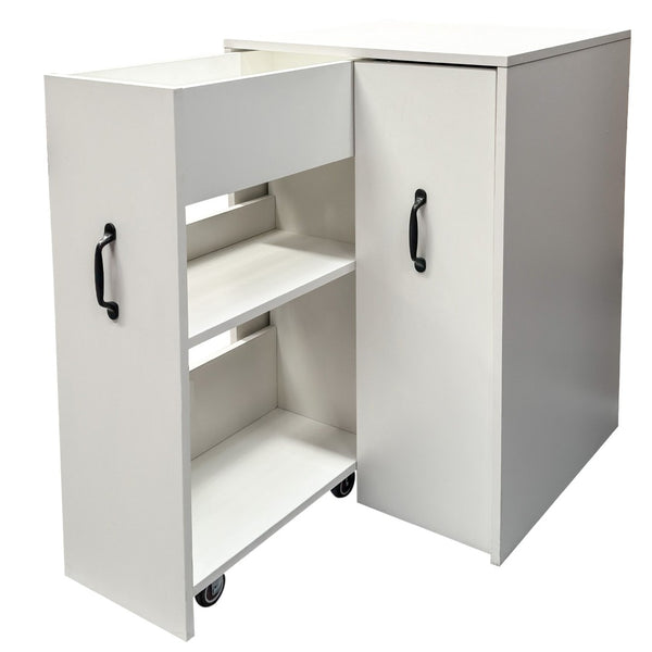 English Elm 3 Tier Rolling Bookcase with Pull Out Drawers Dustproof Door for Home Office Use W331P377340