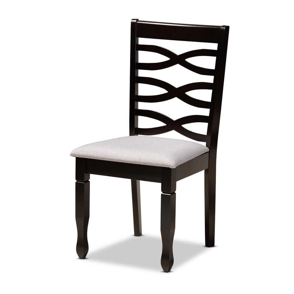 Baxton Studio Baxton Modern 7-Piece Dining Set with Grey Upholstered Chairs & Dark Brown Wood Table for Comfort RH318C-Grey/Dark Brown-7PC Dining Set