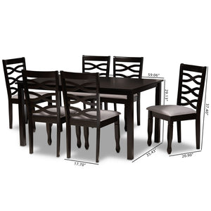 Baxton Studio Baxton Modern 7-Piece Dining Set with Grey Upholstered Chairs & Dark Brown Wood Table for Comfort RH318C-Grey/Dark Brown-7PC Dining Set