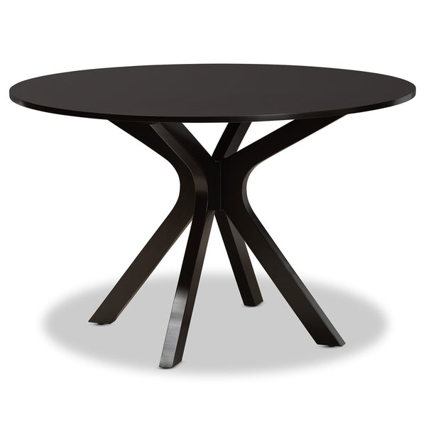 Baxton Studio Baxton Studio Mila 7-Piece Modern Dining Set - Elegant Grey Upholstered Chairs & Round Table Design Mila-Grey/Dark Brown-7PC Dining Set