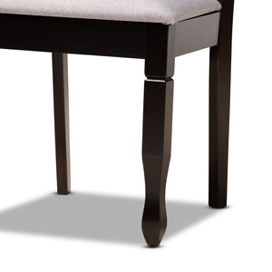 Baxton Studio Baxton Studio Mila 7-Piece Modern Dining Set - Elegant Grey Upholstered Chairs & Round Table Design Mila-Grey/Dark Brown-7PC Dining Set