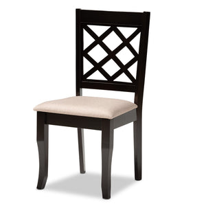 Baxton Studio Baxton Verner 7-Piece Modern Dining Set with Sand Upholstery & Dark Brown Wood Finish for Comfort RH330C-Sand/Dark Brown-7PC Dining Set