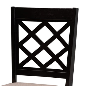 Baxton Studio Baxton Verner 7-Piece Modern Dining Set with Sand Upholstery & Dark Brown Wood Finish for Comfort RH330C-Sand/Dark Brown-7PC Dining Set