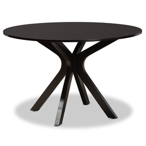 Baxton Studio Baxton Studio Jana 7-Piece Dining Set: Contemporary Round Table & Plush Sand Upholstered Chairs Jana-Sand/Dark Brown-7PC Dining Set