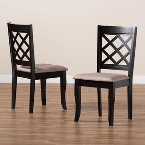 Baxton Studio Baxton Verner Modern Dining Chair Set - 2-Piece Sand Upholstered with Dark Brown Wood Finish RH330C-Sand/Dark Brown-DC-2PK