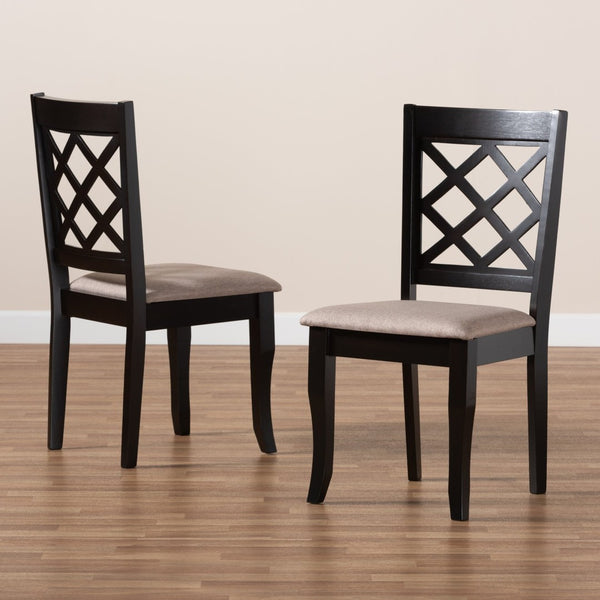 Baxton Studio Baxton Verner Modern Dining Chair Set - 2-Piece Sand Upholstered with Dark Brown Wood Finish RH330C-Sand/Dark Brown-DC-2PK