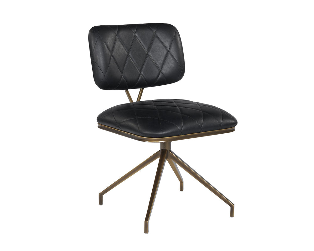 Sunpan Virtu Tufted Faux Leather Swivel Dining Chair with Bronze Iron Frame for Lounge 105319