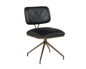 Sunpan Virtu Tufted Faux Leather Swivel Dining Chair with Bronze Iron Frame for Lounge 105319