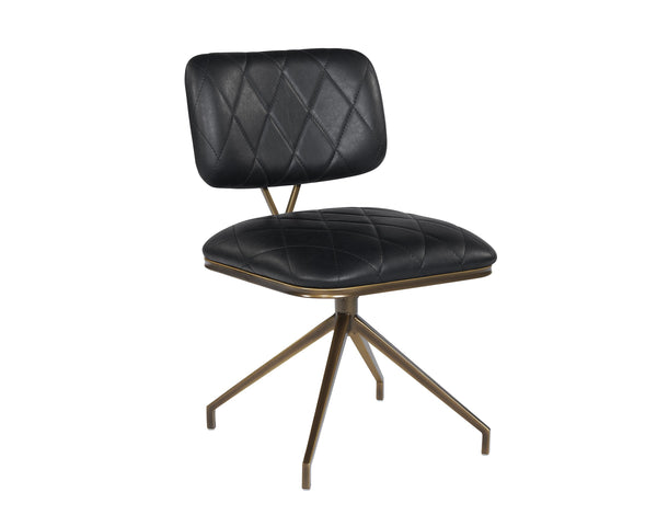 Sunpan Virtu Tufted Faux Leather Swivel Dining Chair with Bronze Iron Frame for Lounge 105319